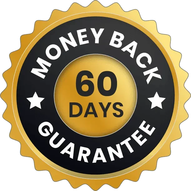100 Percent 60-Day Money Back Guarantee Seal Badge